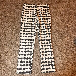 Lucy Paris Cropped Pants Abstract Print Career Casual‎ Black White Size M
